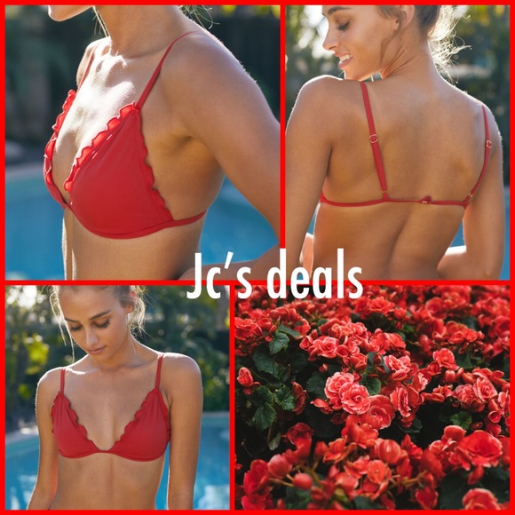 La Hearts Other - ❤️ LA Hearts Red Bella Ruffle Bralette Bikini Top